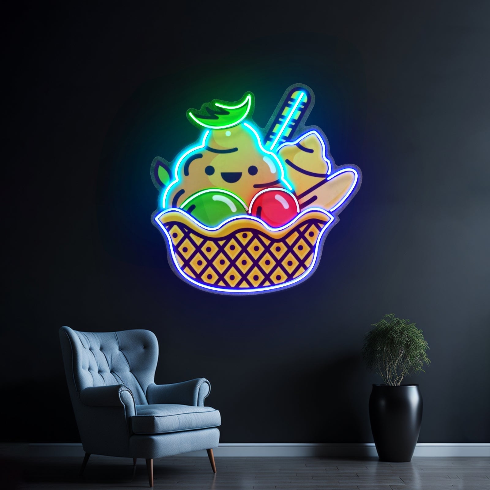 Rainbow Ice Cream Custom Led Signs Artwork For Sale - Shineneon