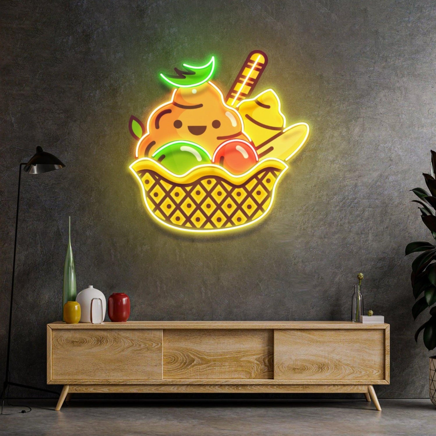 Rainbow Ice Cream Uv Printed Led Neon Sign For Home Shop Decor | Shineneon