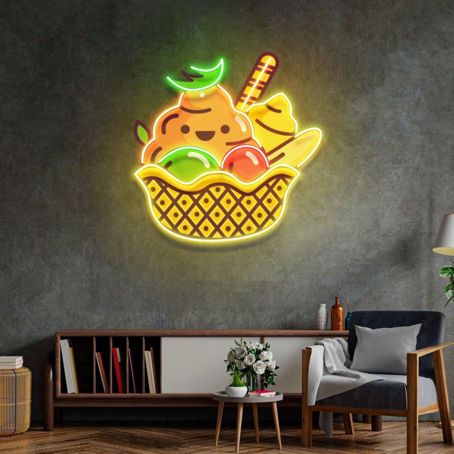 Rainbow Ice Cream Uv Printed Led Neon Sign For Home Shop Decor | Shineneon
