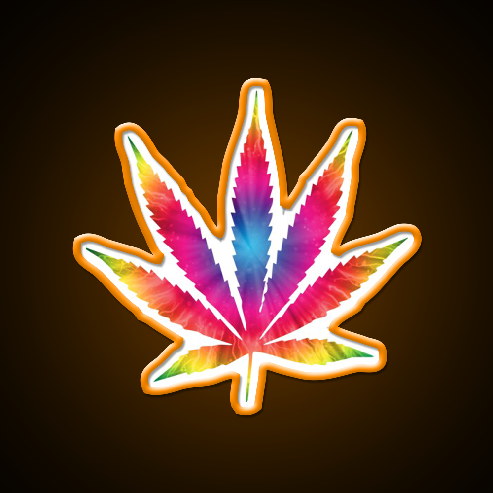 Rainbow Pot Leaf Hemp Inspired Green Leaf Led Neon Sign Rgb Color - LED neon sign view 6