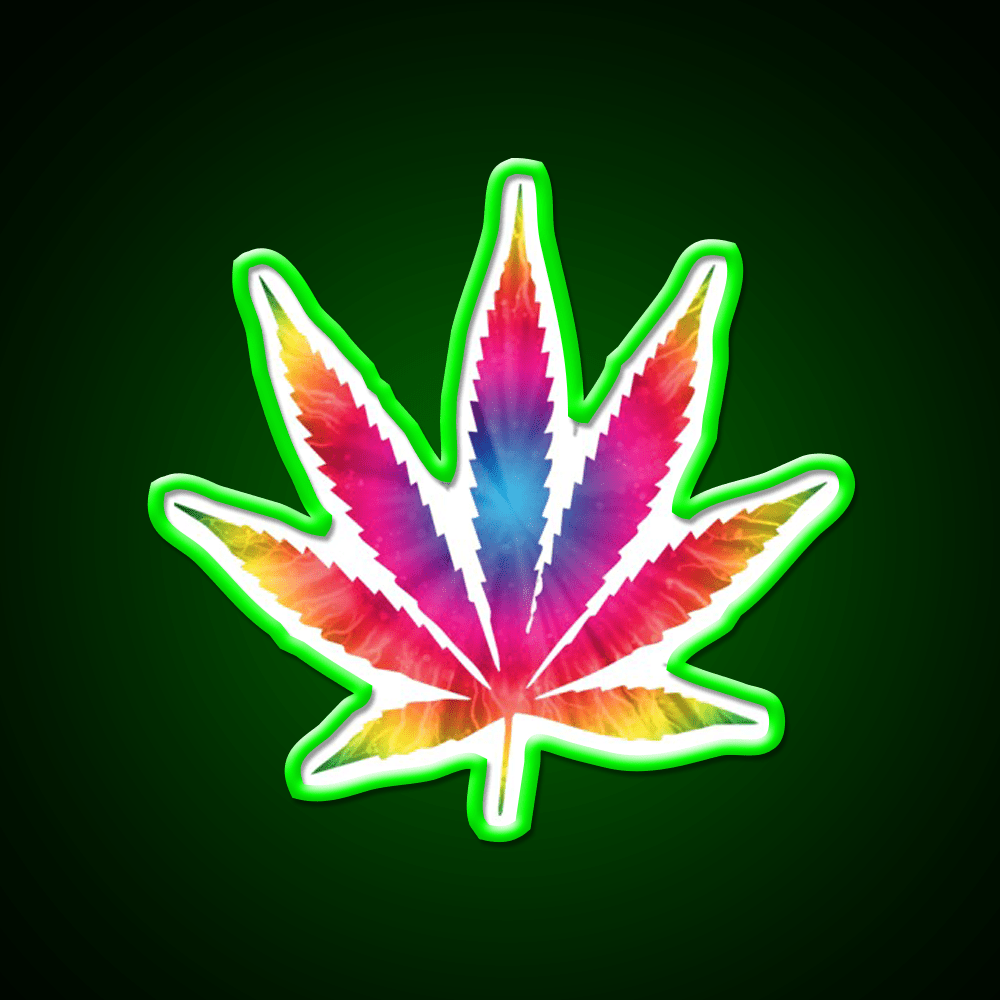 Rainbow Pot Leaf Hemp Inspired Green Leaf Led Neon Sign Rgb Color - Shineneon
