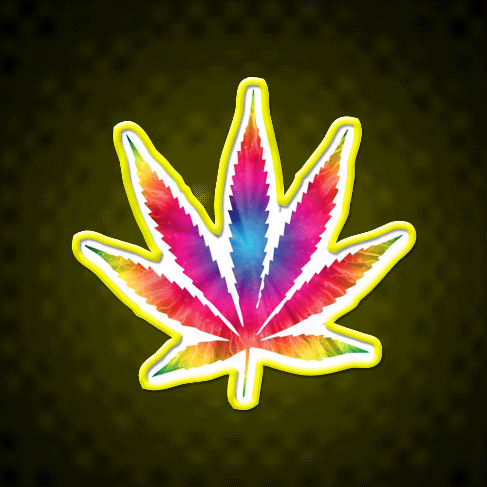 Rainbow Pot Leaf Hemp Inspired Green Leaf Led Neon Sign Rgb Color - Custom LED neon sign front view