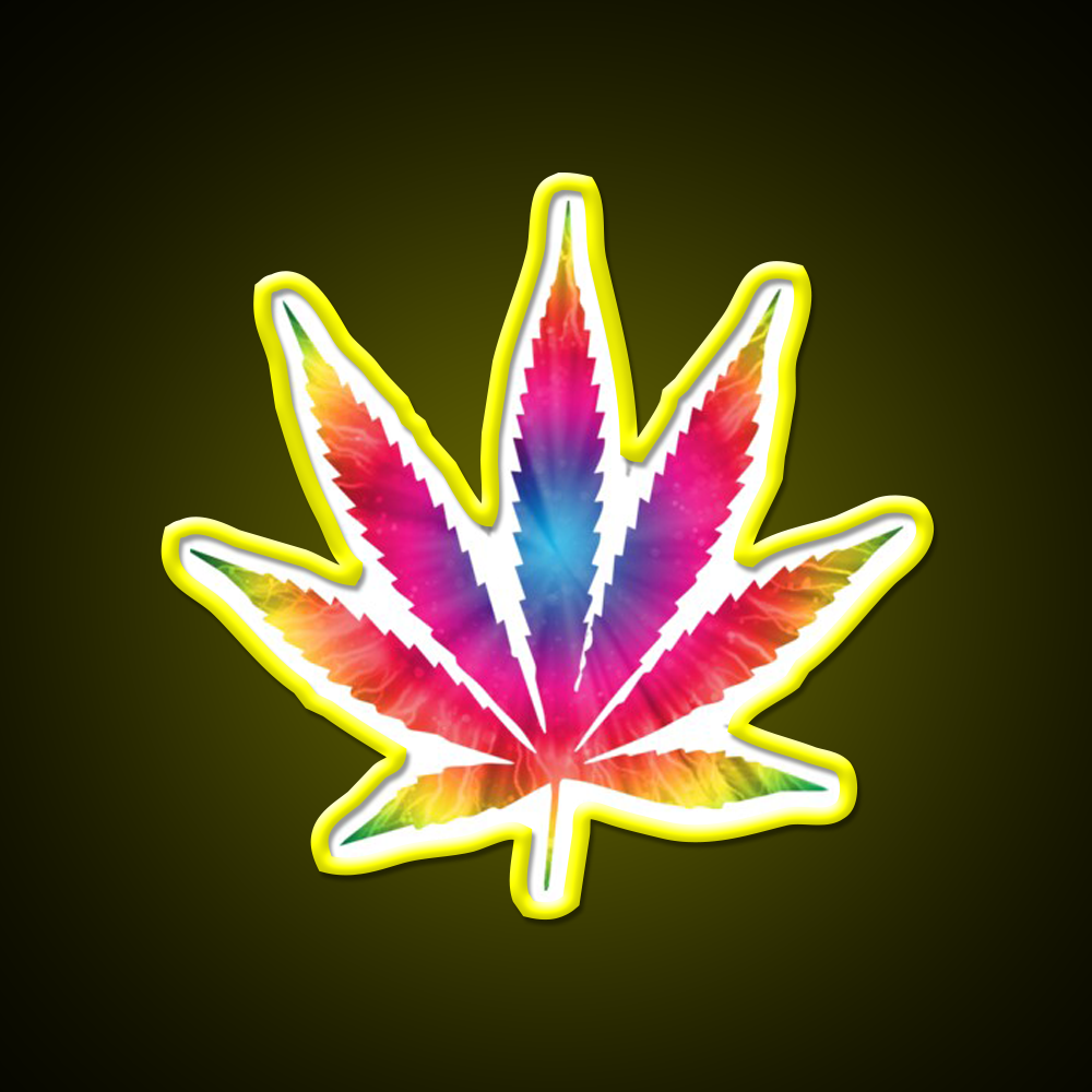 Rainbow Pot Leaf Hemp Inspired Green Leaf Led Neon Sign Rgb Color - LED neon sign view 7