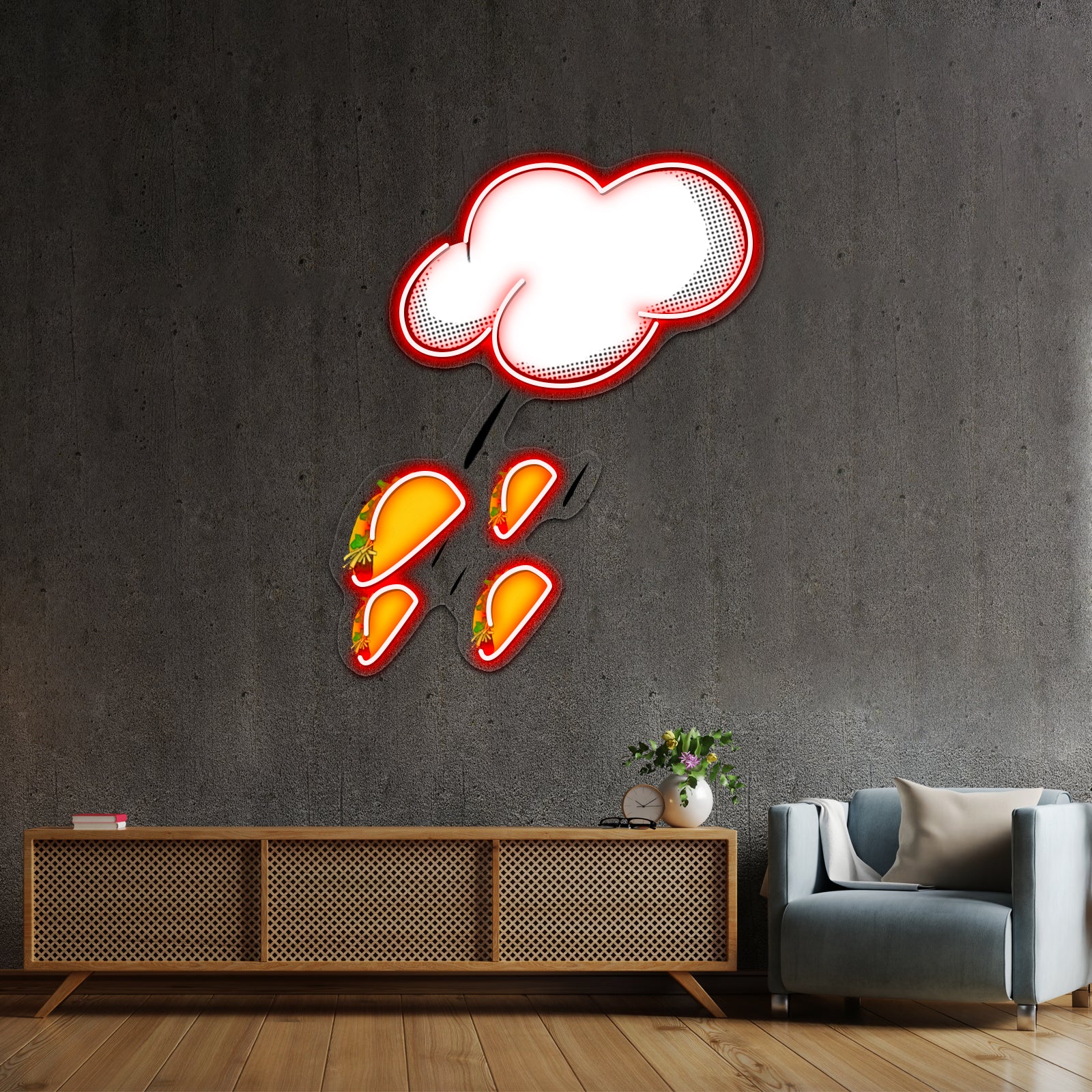 Raining Tacos Artwork Led Signs For Room | Shineneon