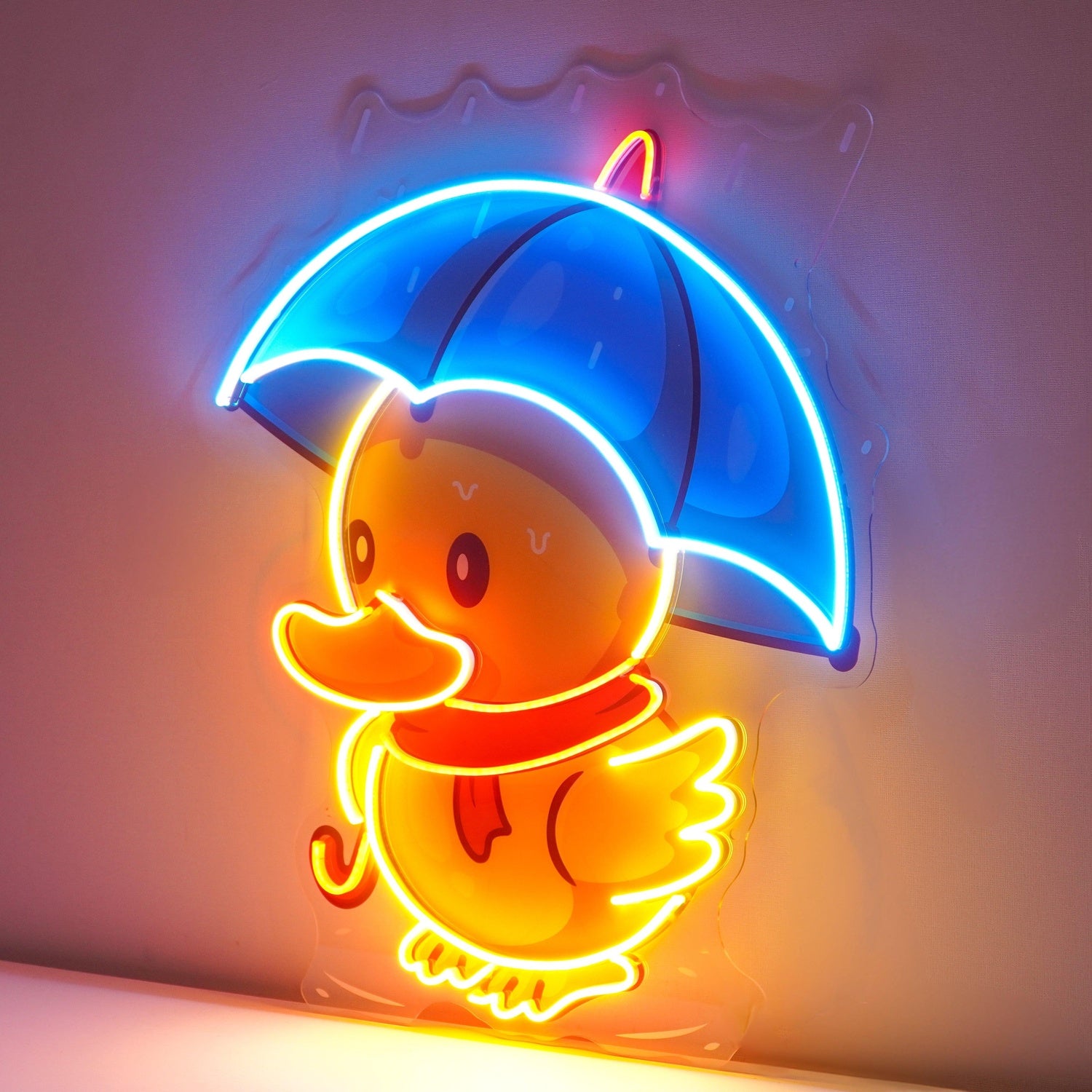 Rainy Duck With Umbrella Uv Printed Led Neon Sign Indoor Decor | Shineneon