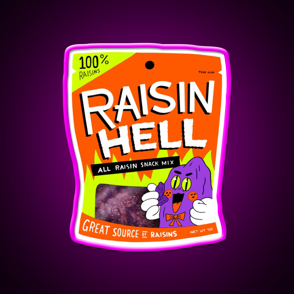 Raisin Hell All Raisin Snack Mix Snack Food Led Neon Sign Rgb Color - Shineneon