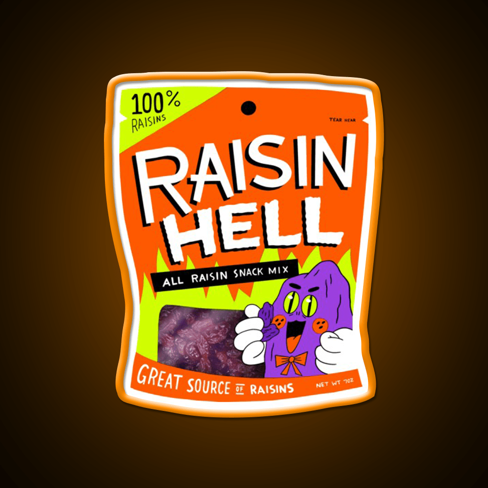 Raisin Hell All Raisin Snack Mix Snack Food Led Neon Sign Rgb Color - Shineneon