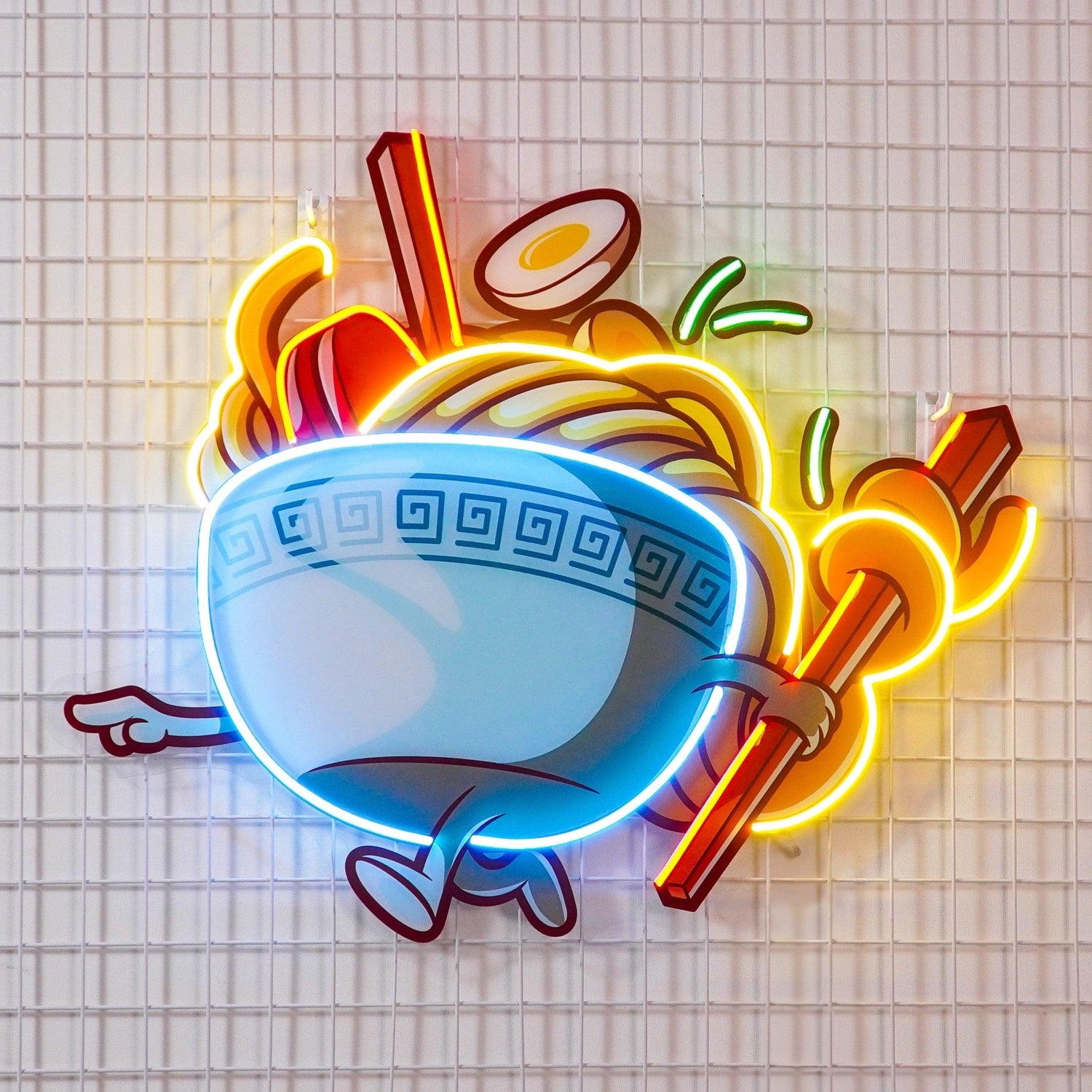 Ramen Bowl Multicolor Cartoon Uv Printed Led Neon Sign Japanese Restaurant Decor | Shineneon