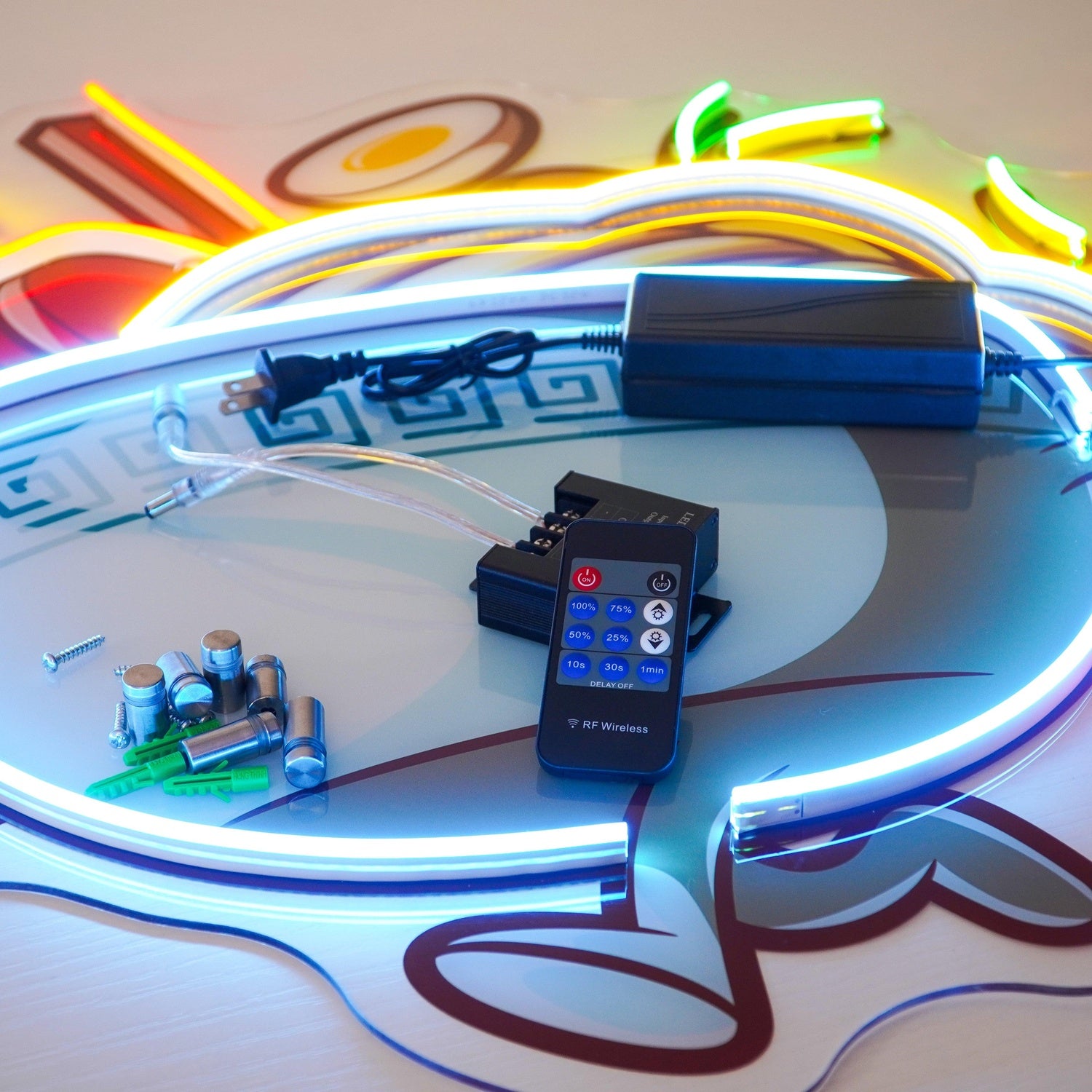 Ramen Bowl Multicolor Cartoon Uv Printed Led Neon Sign Japanese Restaurant Decor | Shineneon