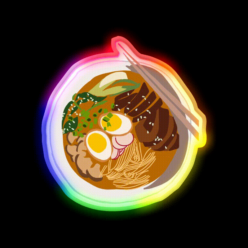 Ramen Illustration Snack Food Led Neon Sign Rgb Color - LED neon sign close-up detail