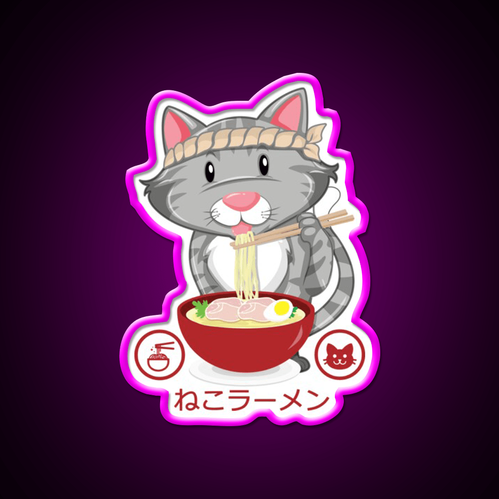 Ramen Noodle Cat Gift Led Neon Sign Chinese Food Rgb Color - Shineneon