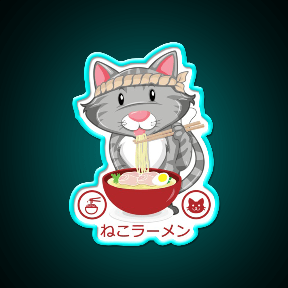 Ramen Noodle Cat Gift Led Neon Sign Chinese Food Rgb Color - Shineneon