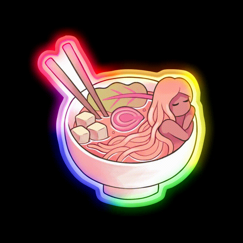 Ramen Noods Snack Food Led Neon Sign For Snack Room Rgb Color - LED neon sign close-up detail