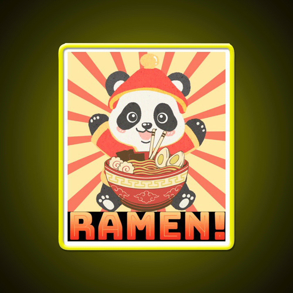 Ramen Panda Led Neon Sign Chinese Food Rgb Color - Custom LED neon sign front view