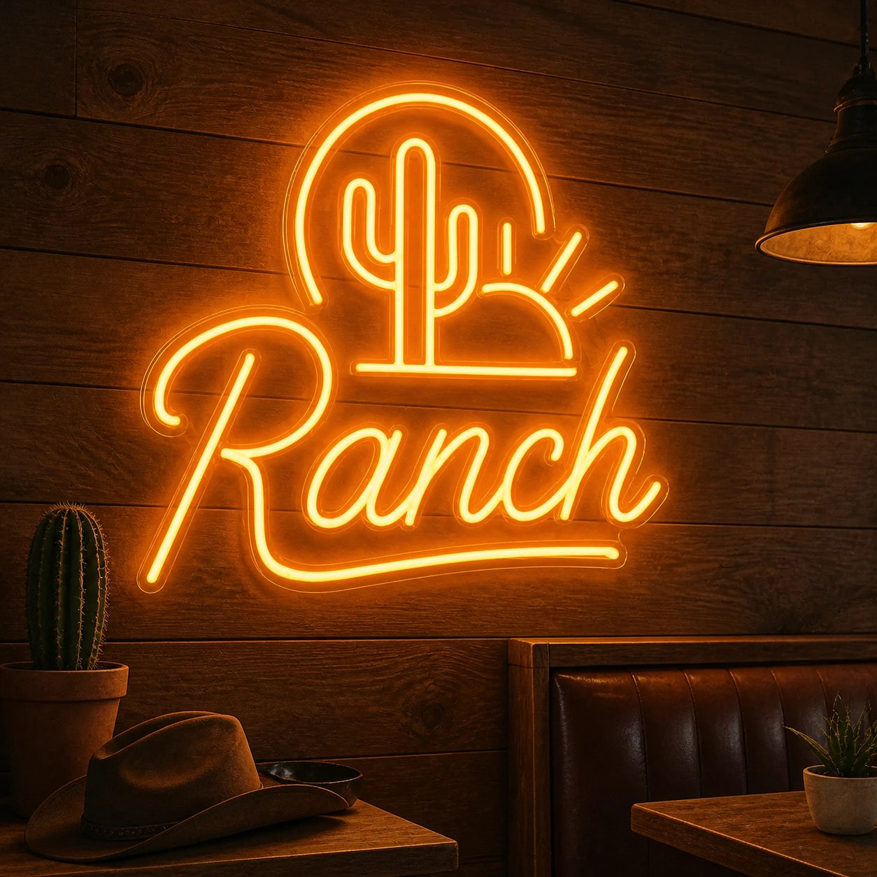 Ranch Cactus Sunset Vintage LED Neon Sign real lifestyle scene