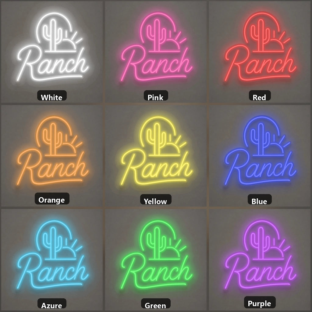 Ranch Cactus Sunset Vintage LED Neon Sign color grid