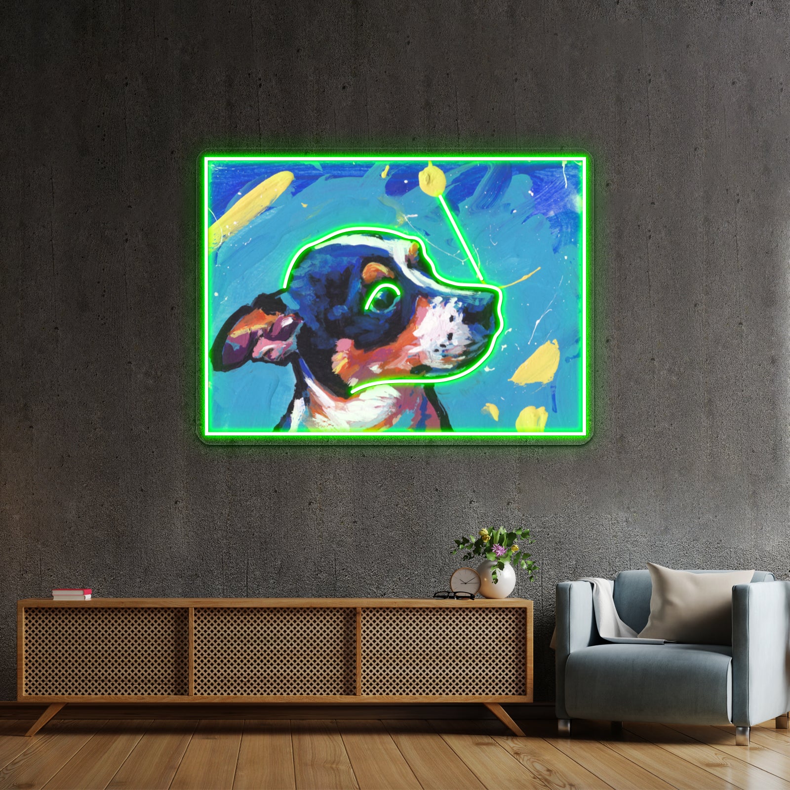 Rat Terrier Dog Bright Colorful Pop Dog Artwork Led Signs For Room | Shineneon