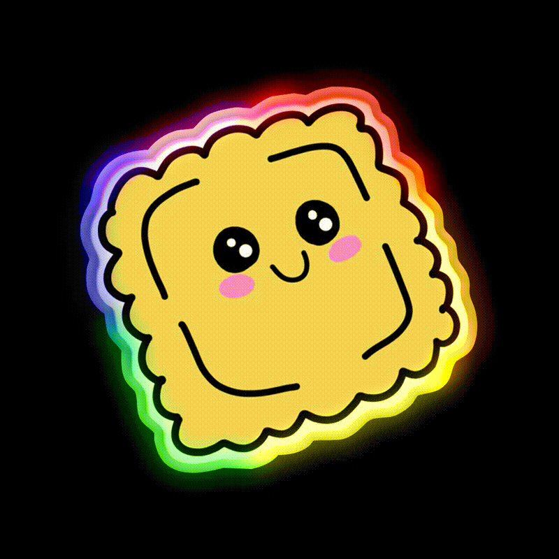 Ravioli Snack Food Led Neon Sign Rgb Color - LED neon sign close-up detail
