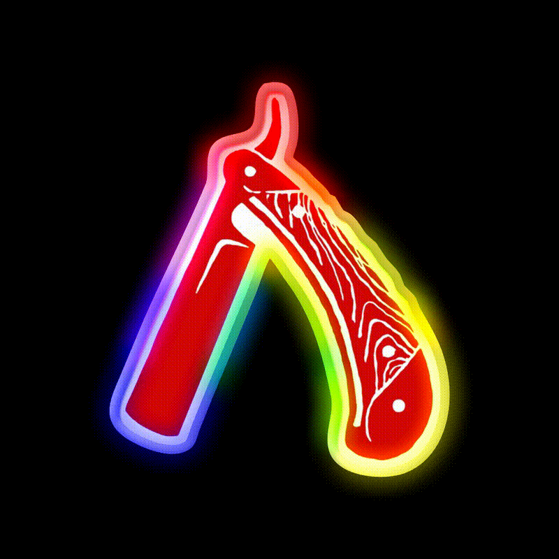 Razor Red Barber Shop Haircut Led Neon Sign - LED neon sign close-up detail