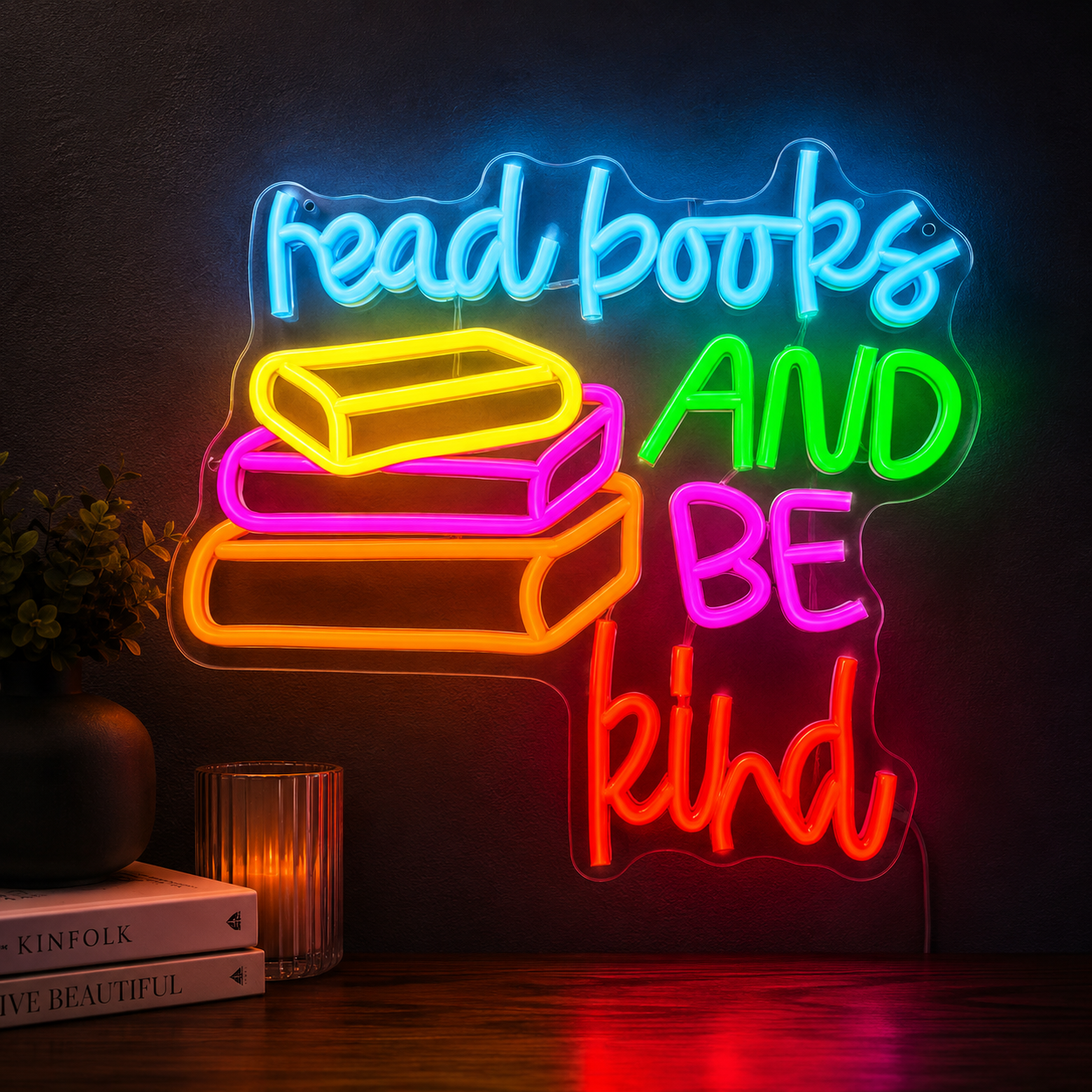 Read Books And Be Kind LED Neon Sign Wall Neon Sign - Shineneon