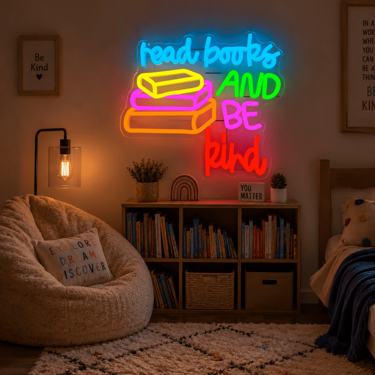 Read Books And Be Kind LED Neon Sign Wall Neon Sign - Shineneon