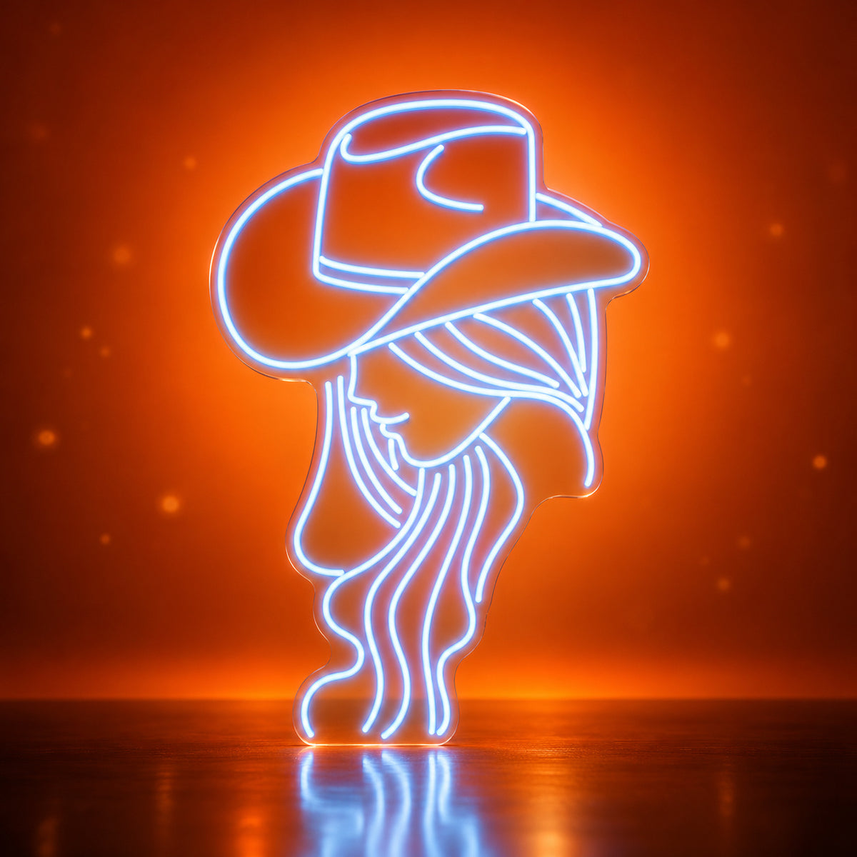 Cowgirl Braided Hair Portrait LED Neon Sign - advertising view