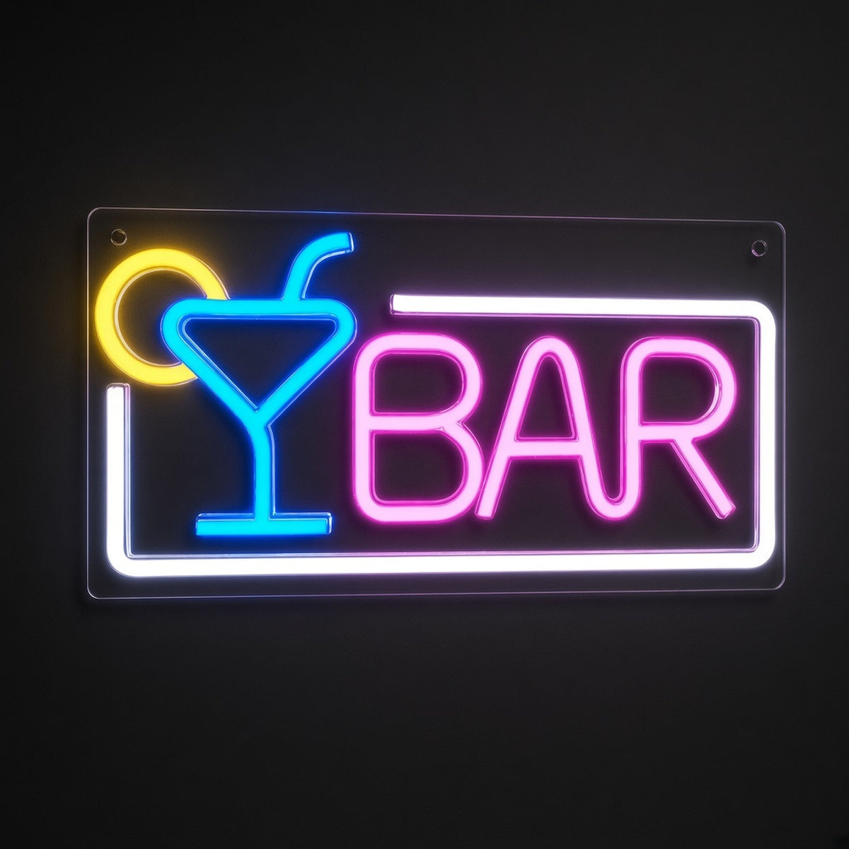 Bar BAR Cocktail Glass Lemon Framed Light for Home Pub LED Neon Sign - product hero