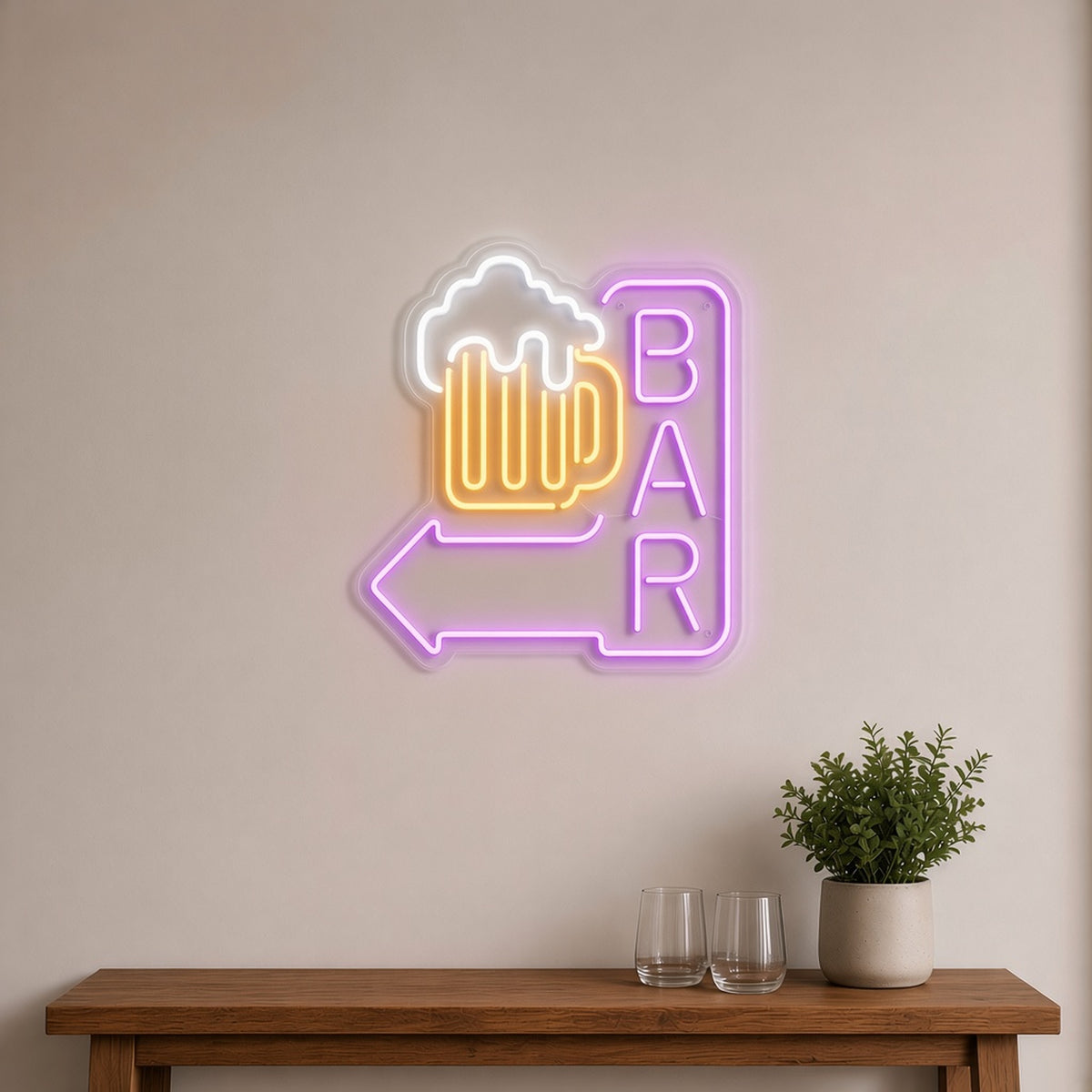 Bar Arrow Beer Mug Foam Light for Pub Man Cave LED Neon Sign - lifestyle view