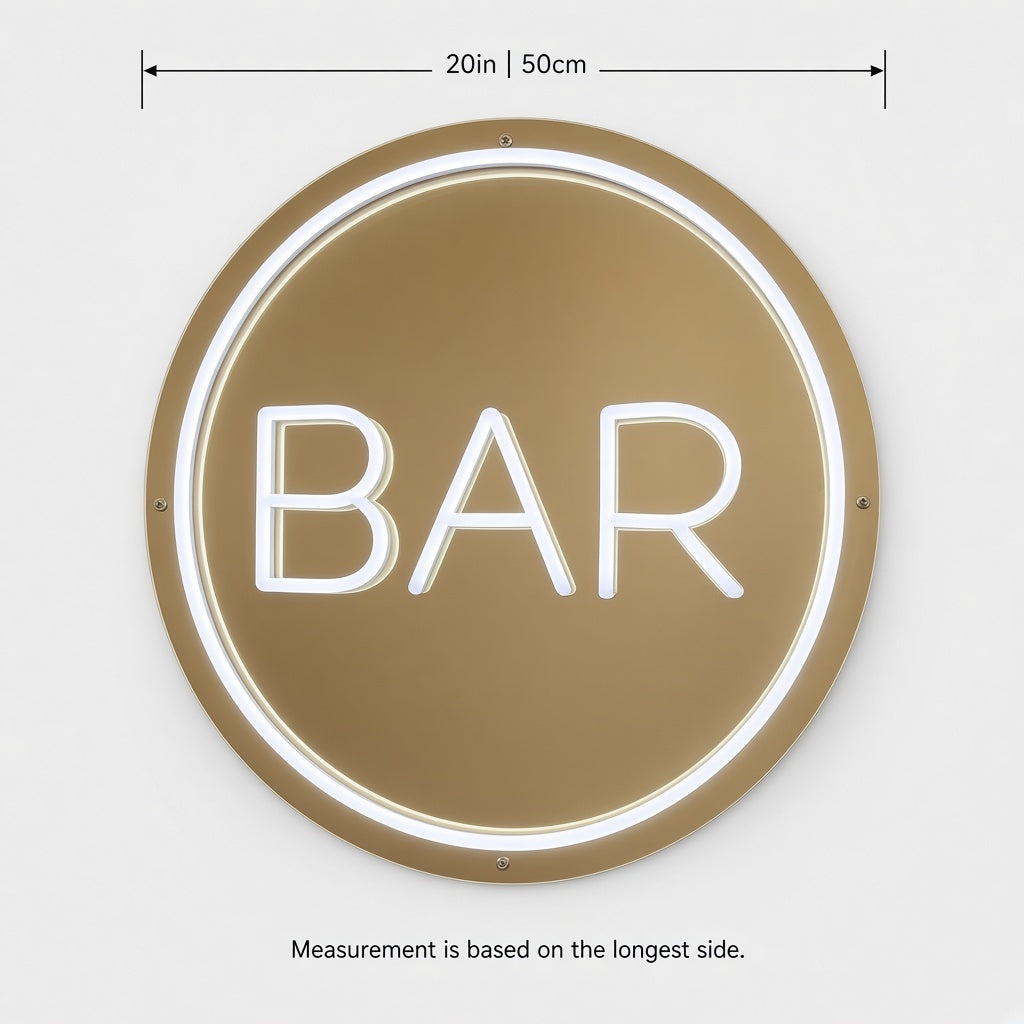 Bar LED Neon Sign - size guide