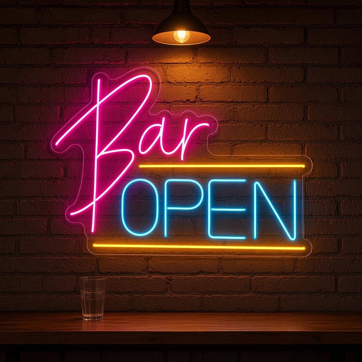 Bar Open Bar OPEN Lines for Pub Home Bar LED Neon Sign - advertising view