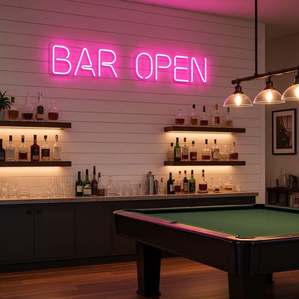 Bar Open Home Bar Decor LED Neon Sign - advertising view