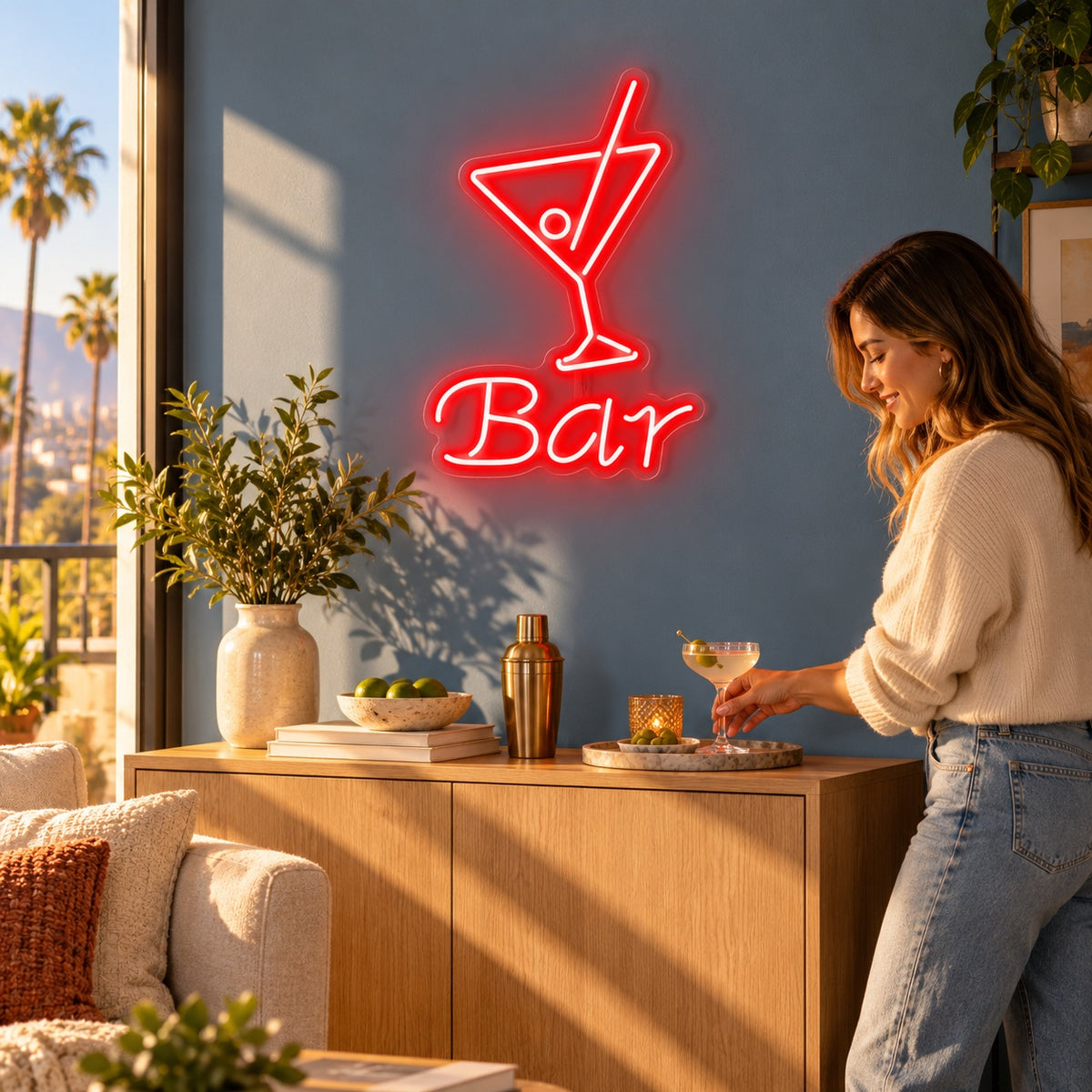 Bar Martini Glass LED Neon Sign - lifestyle view