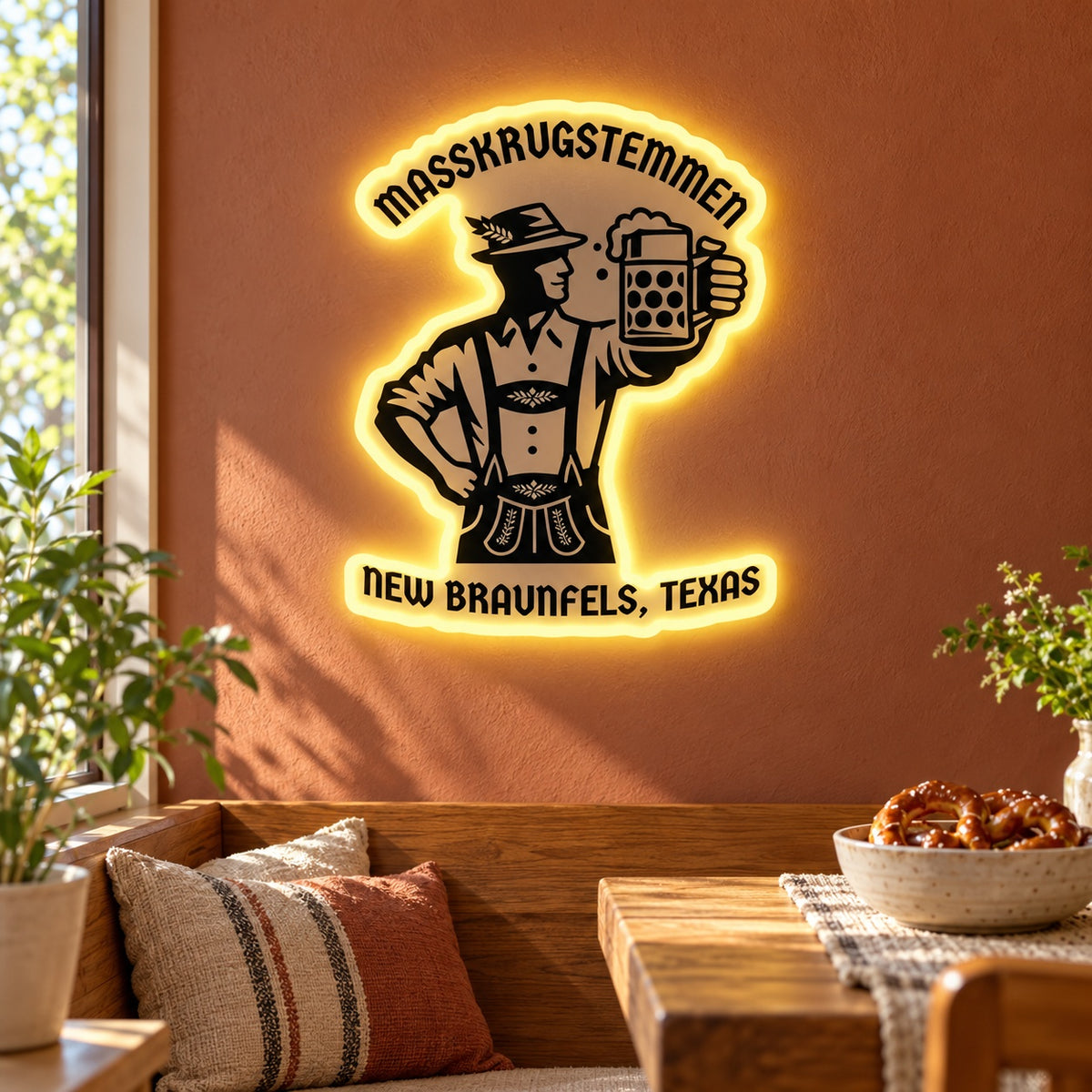 Bavarian Man Raising Beer LED Neon Sign - lifestyle view