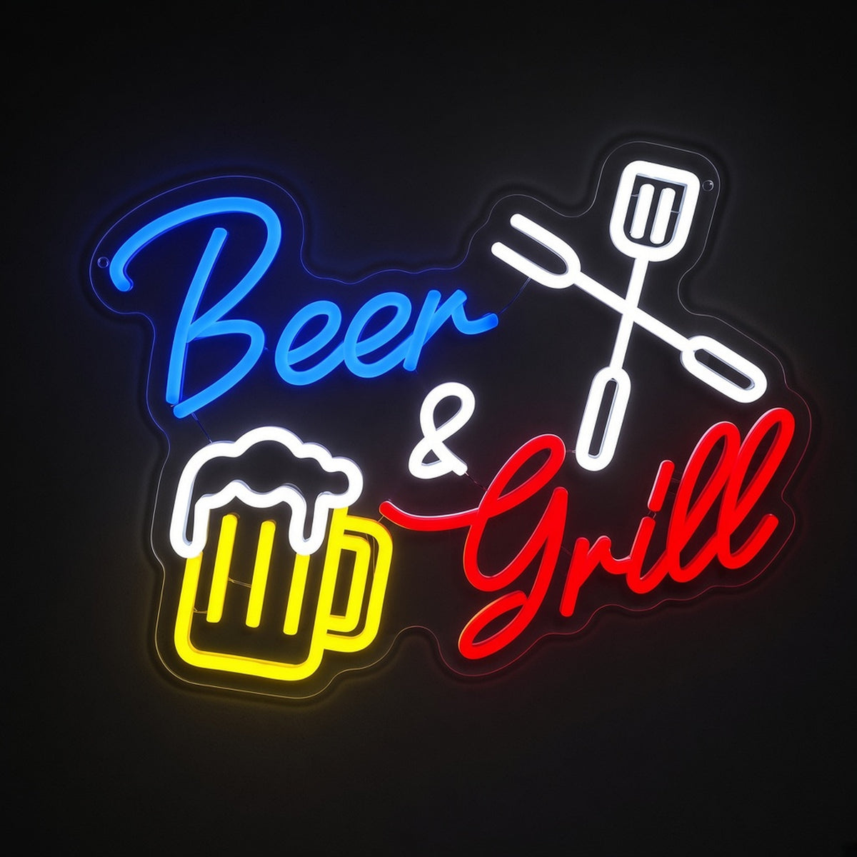 Beer and Grill Grill Mug Spatula Fork for BBQ Bar LED Neon Sign - product hero