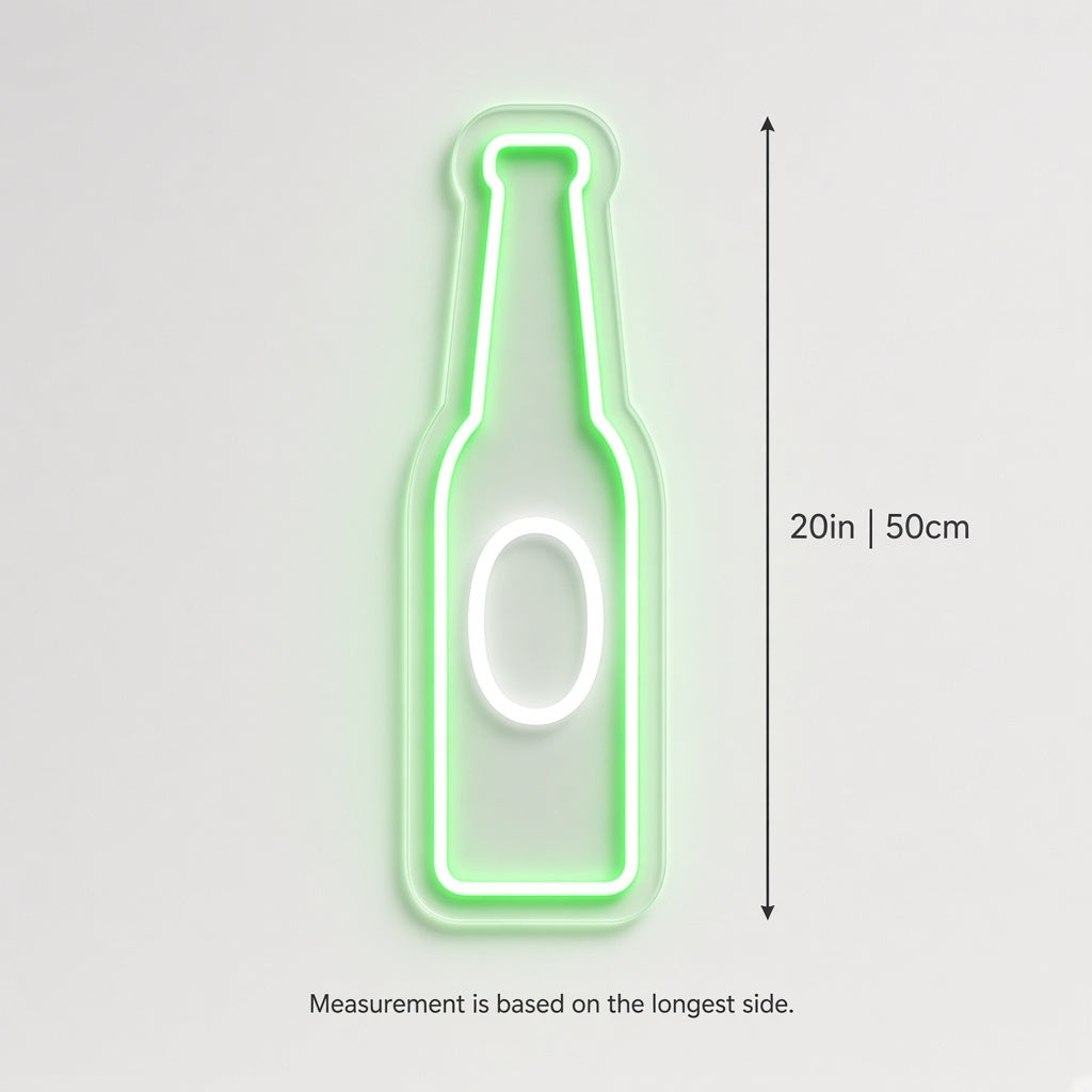 Beer Bottle LED Neon Sign - size guide