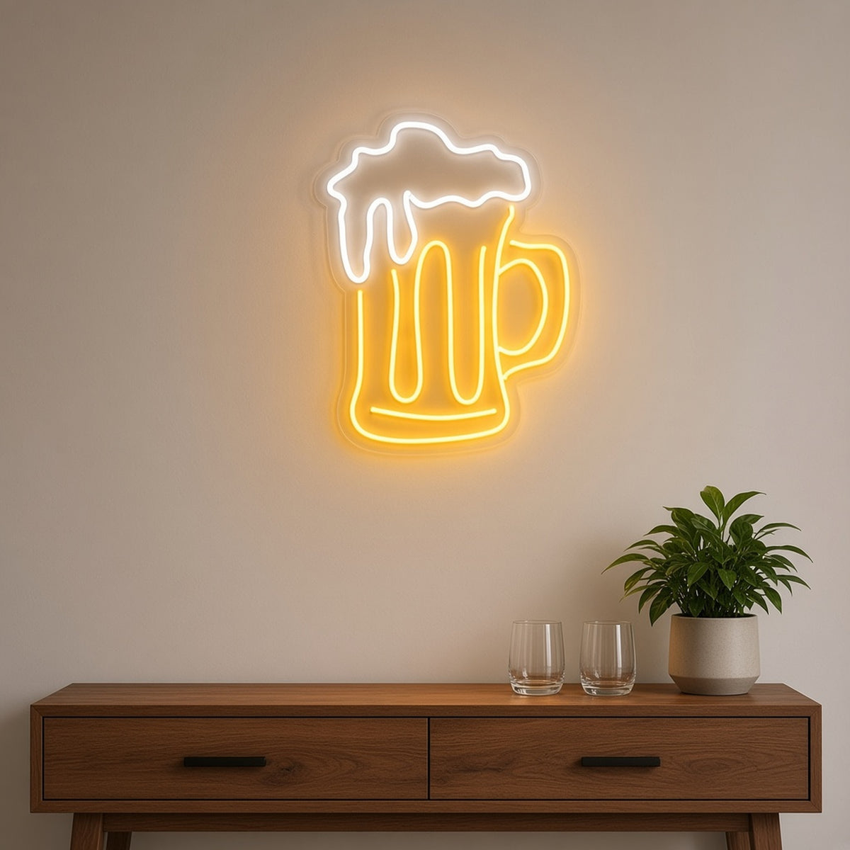 Beer Mug Mug Foam Light for Bar Pub Man Cave Wall LED Neon Sign - lifestyle view