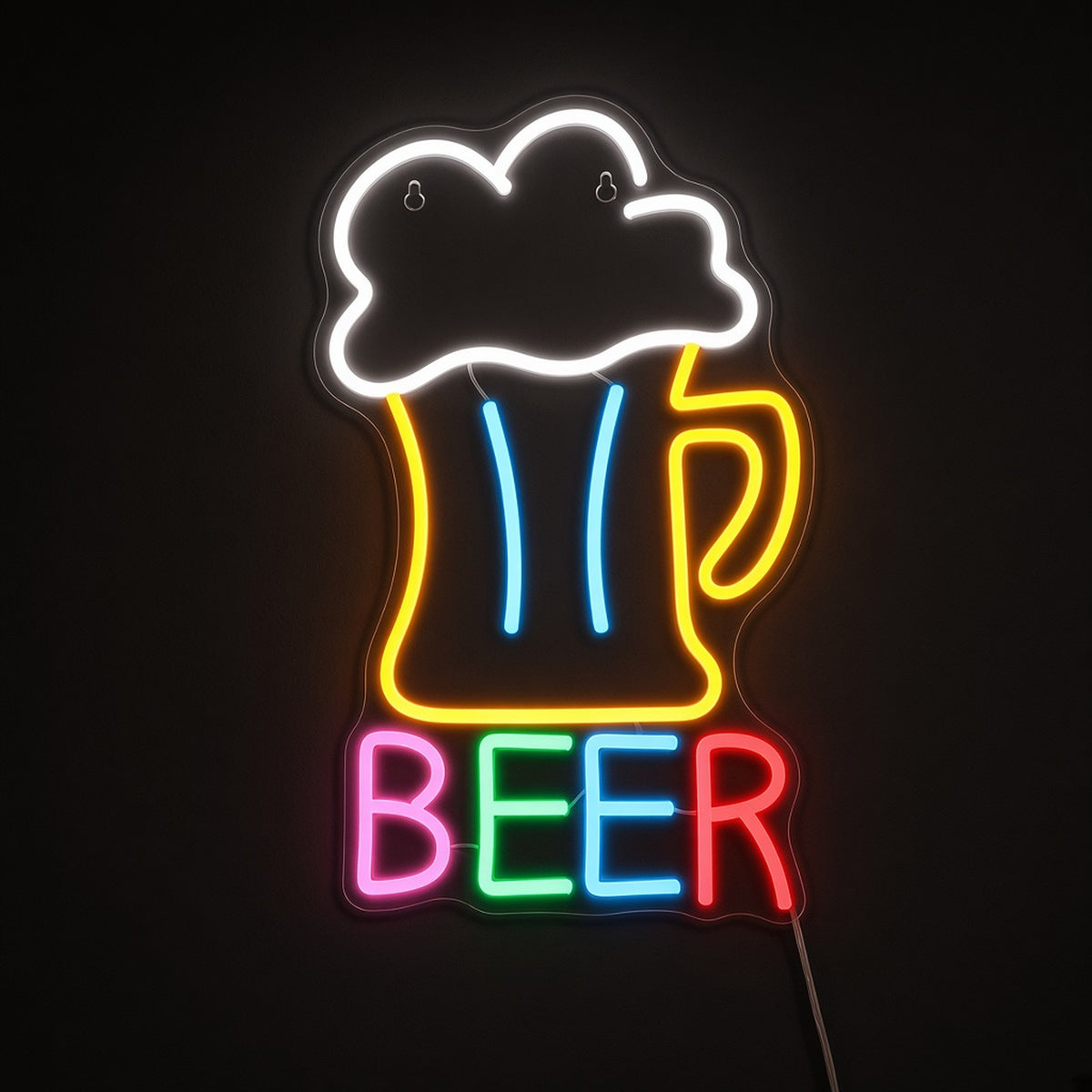 Beer Mug Frothy Stein Colorful BEER Letters for Basement Bar LED Neon Sign - product hero