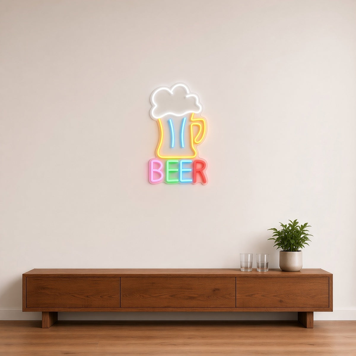 Beer Mug Golden Pint Foam Multicolor BEER for Man Cave Bar LED Neon Sign - lifestyle view