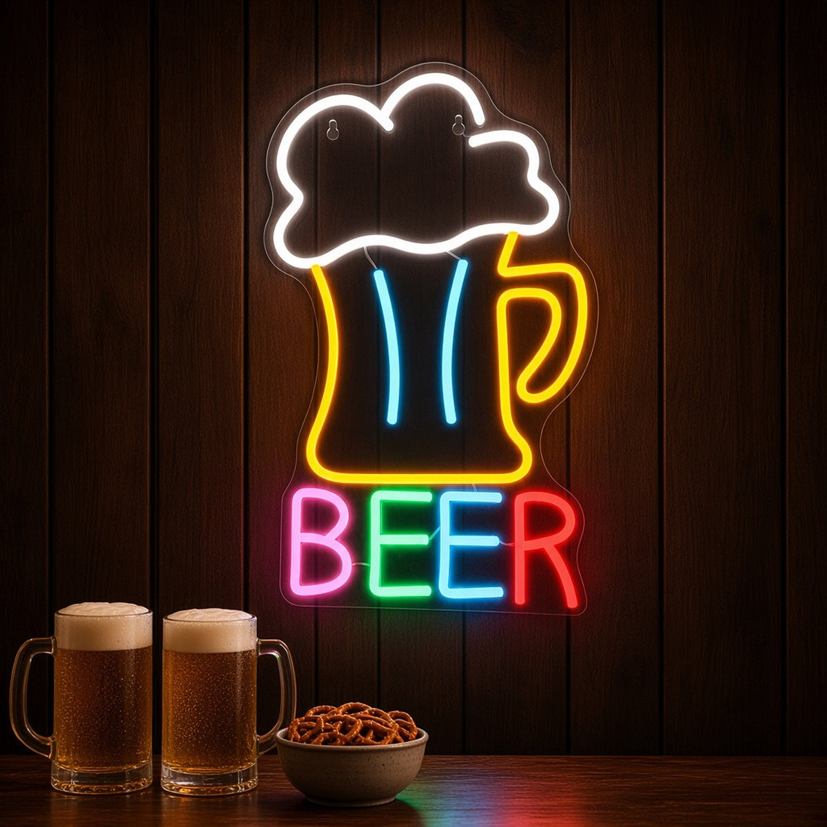 Beer Mug Multicolor for Home Bar Man Cave LED Neon Sign - advertising view
