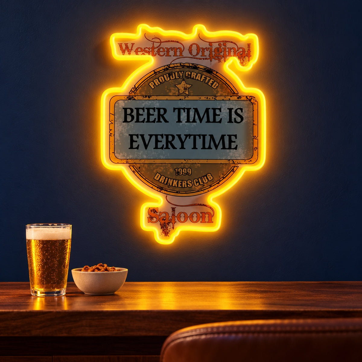 Beer Time Is Everytime LED Neon Sign - advertising view