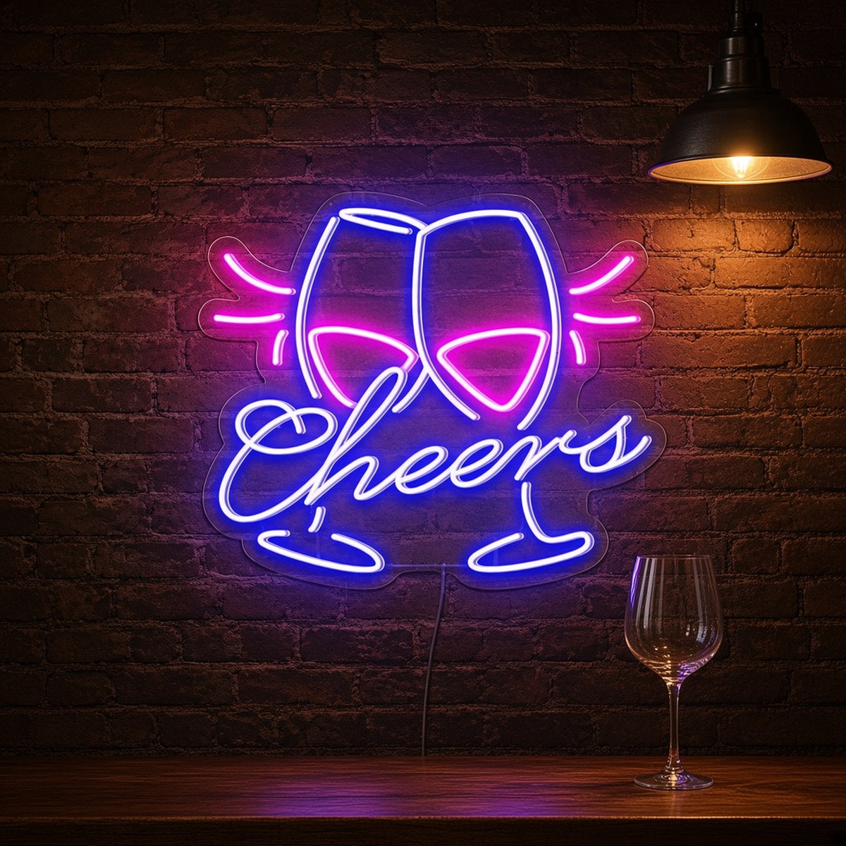 Cheers Royal Toasting Wine Glasses Wine for Bar LED Neon Sign - advertising view