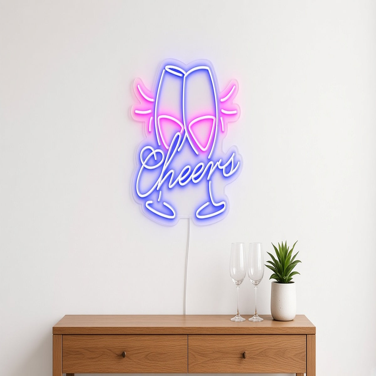 Cheers Royal Toasting Wine Glasses Wine for Bar LED Neon Sign - lifestyle view