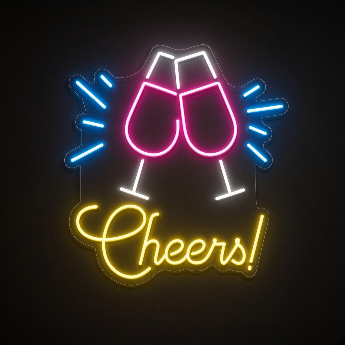 Cheers Toasting Glasses for Home Bar Party Wall LED Neon Sign - product hero