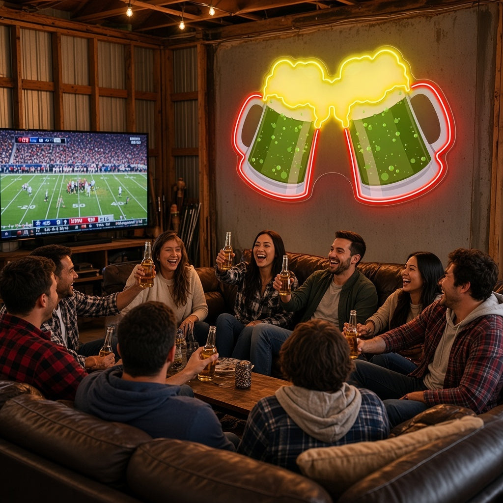 Clinking Beer Mugs LED Neon Sign - lifestyle view