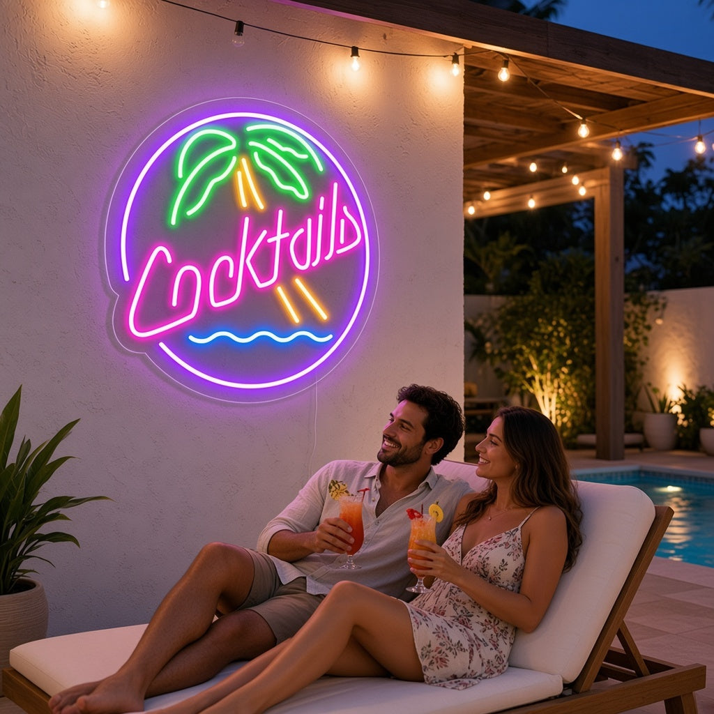 Cocktails Tiki Bar Decor LED Neon Sign - lifestyle view
