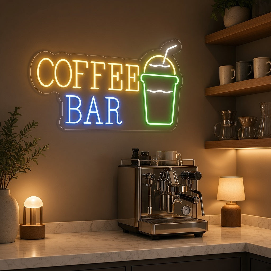 Coffee Bar LED Neon Sign - advertising view