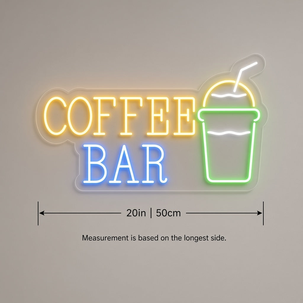 Coffee Bar LED Neon Sign - size guide