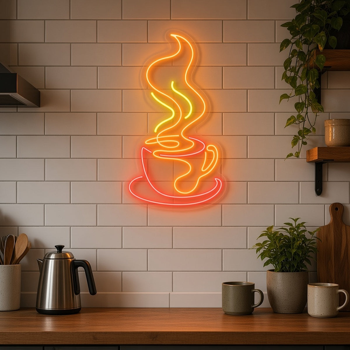 Coffee Cup Steam Swirl Saucer for Coffee Bar LED Neon Sign - lifestyle view