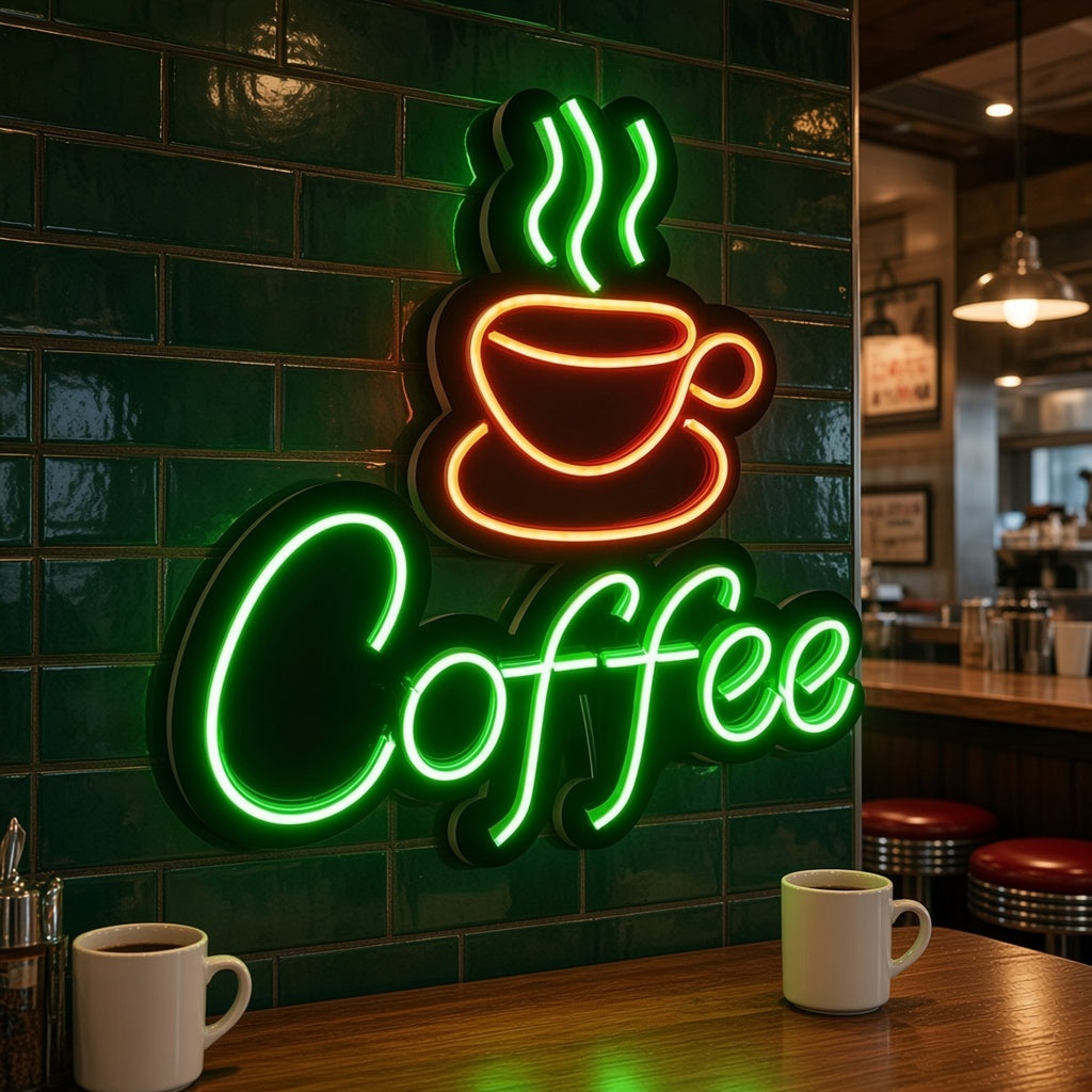 Coffee Diner Decor LED Neon Sign - advertising view