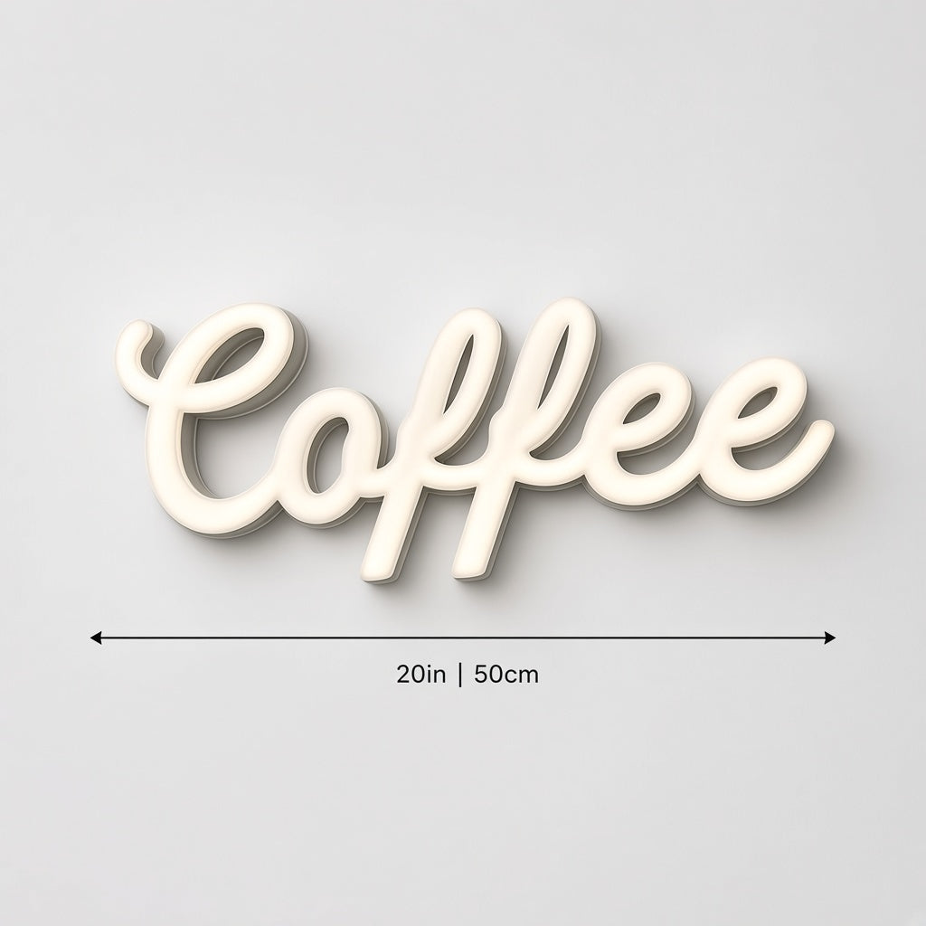 Coffee Office Decor LED Neon Sign - size guide